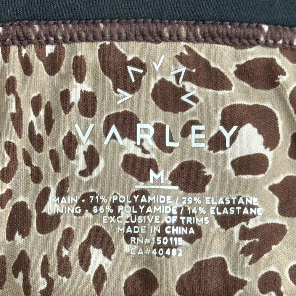 Varley Let's Go Delta Sports Bra Medium Brown Leopard Print Activewear T-Back - Picture 8 of 8